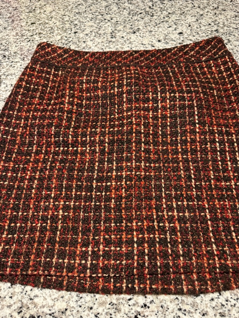 NWT. LOFT Tweed A-Line Skirt in Brown and Orange